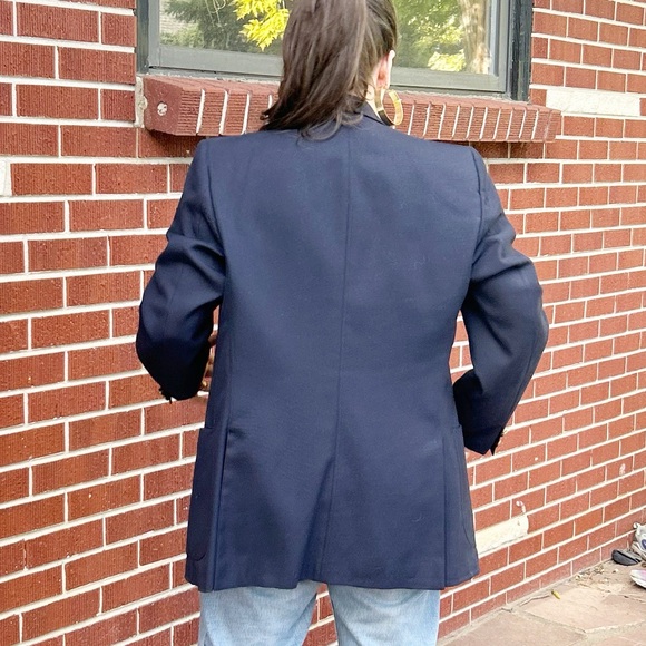 Vintage SAINT LAURENT Oversized Menβs NAVY blazer with Gold Logo buttons SZ: L - Picture 12 of 14
